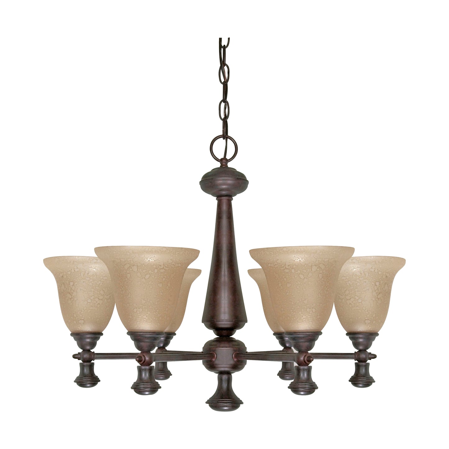Mericana - 6-Light 26" Old Bronze Chandelier with Amber Water Glass