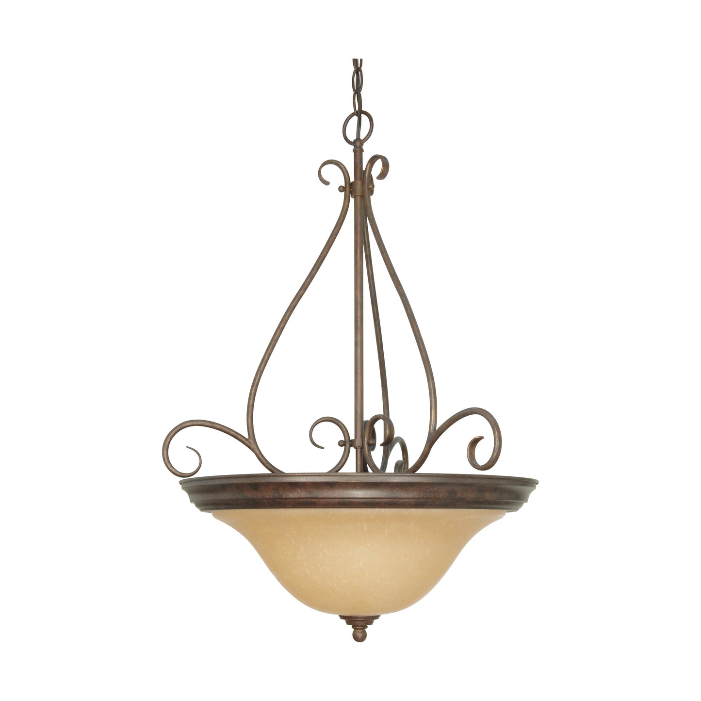 Castillo - 3 Light Pendant with Champagne Linen Washed Glass - Sonoma Bronze Finish