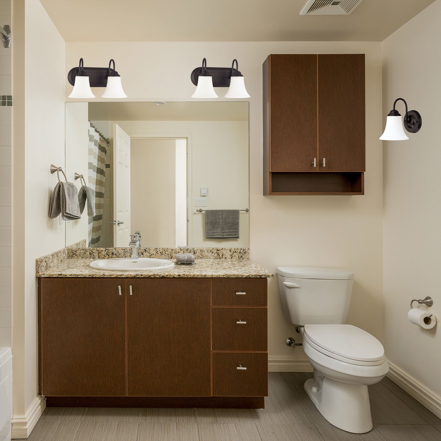 Dupont - 2 Light Vanity with Satin White Glass - Dark Chocolate Bronze Finish