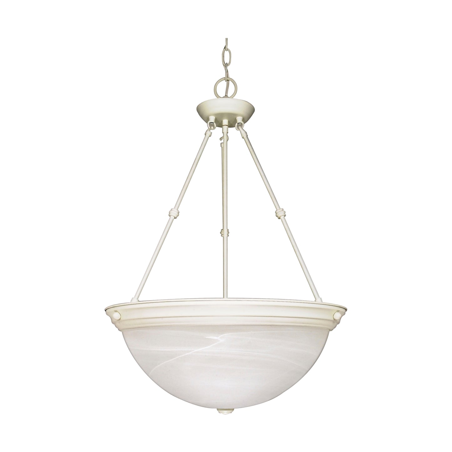 3-Light 20" Hanging Pendant Light Fixture in Textured White Finish with Alabaster Glass