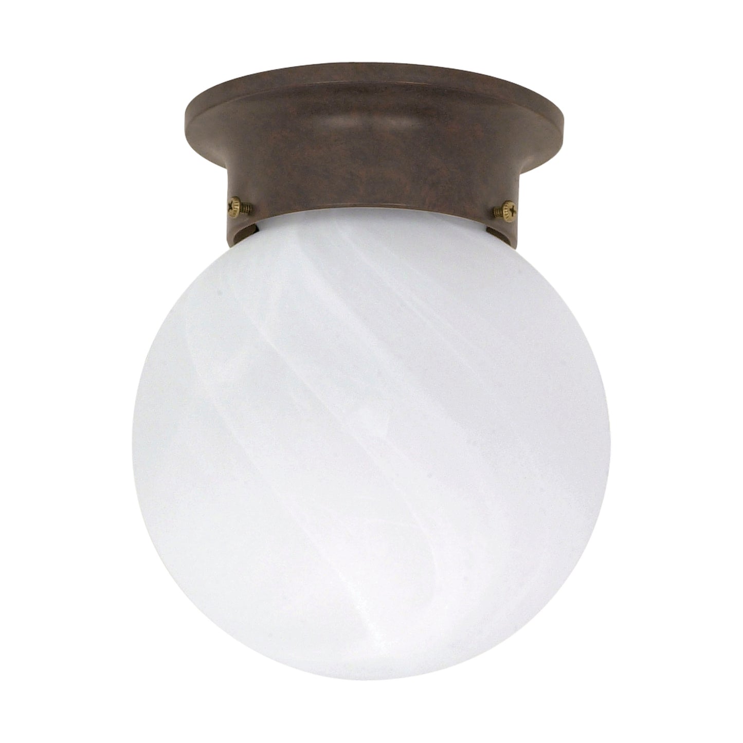 1 Light - 6" Flush with Alabaster Glass - Old Bronze Finish