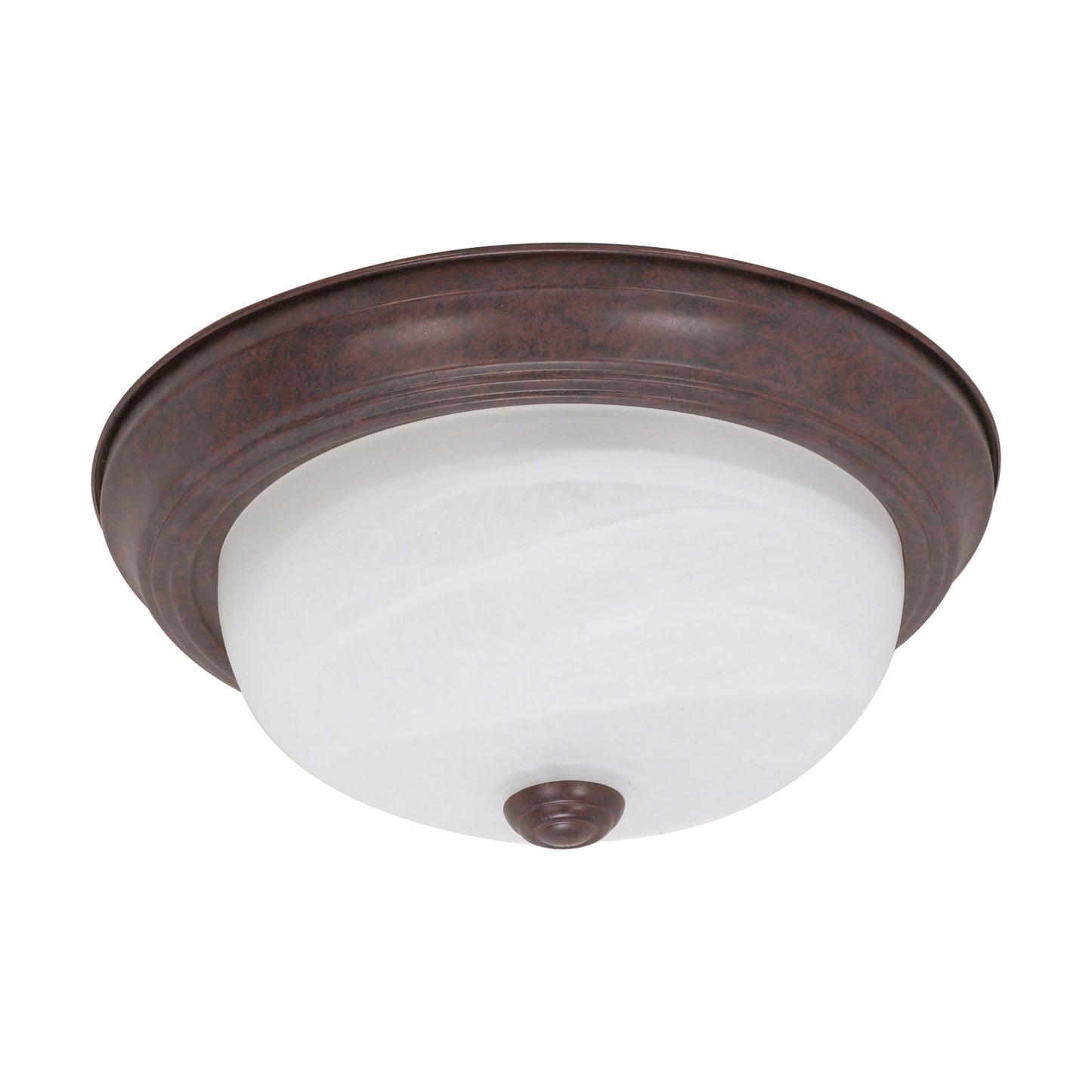 2-Light Flush Mount Ceiling Light - Old Bronze Finish - Alabaster Glass