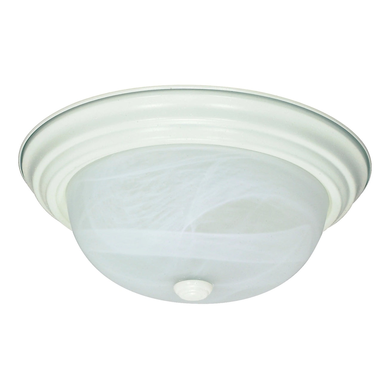 2-Light Flush Mount Ceiling Light - Textured White Finish - Alabaster Mushroom Glass