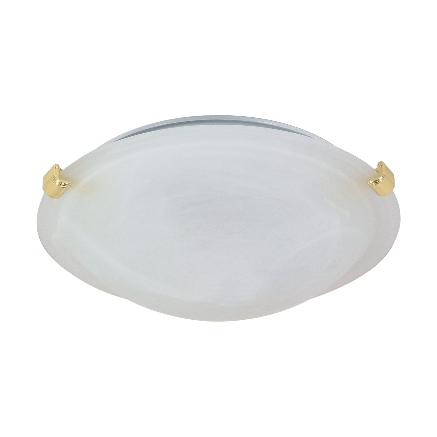 1 Light - 12" Flush with Alabaster Glass - Polished Brass Finish