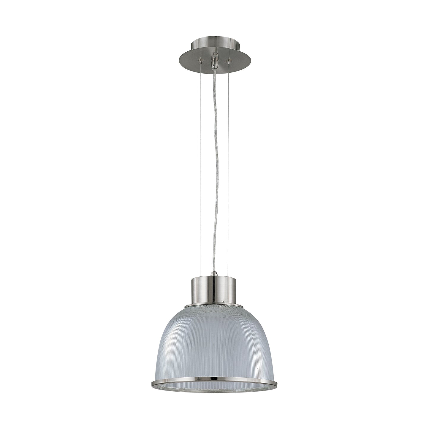 Gear - 1 Light 12" Pendant with Clear Prismatic Glass - Brushed Nickel Finish