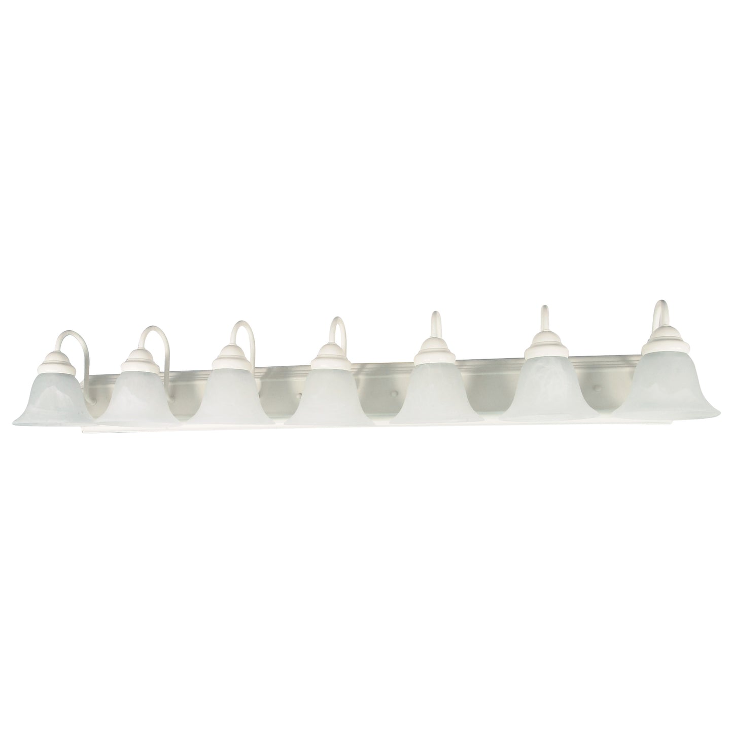 Ballerina - 7 Light 48" Vanity with Alabaster Glass - Textured White Finish