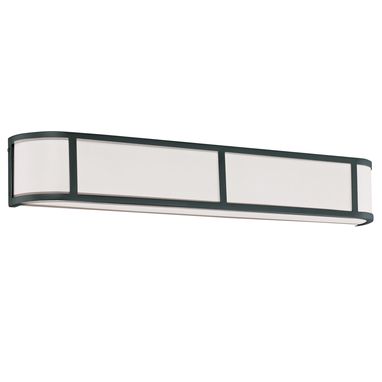 Odeon - 4 Light Vanity with Satin White Glass - Aged Bronze Finish