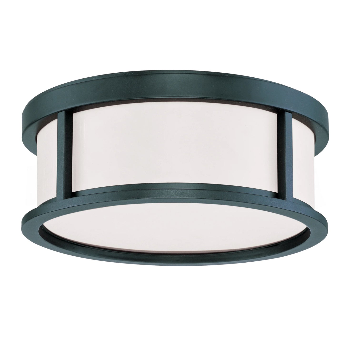 Odeon - 13'' Flush Dome with Satin White Glass - Aged Bronze Finish