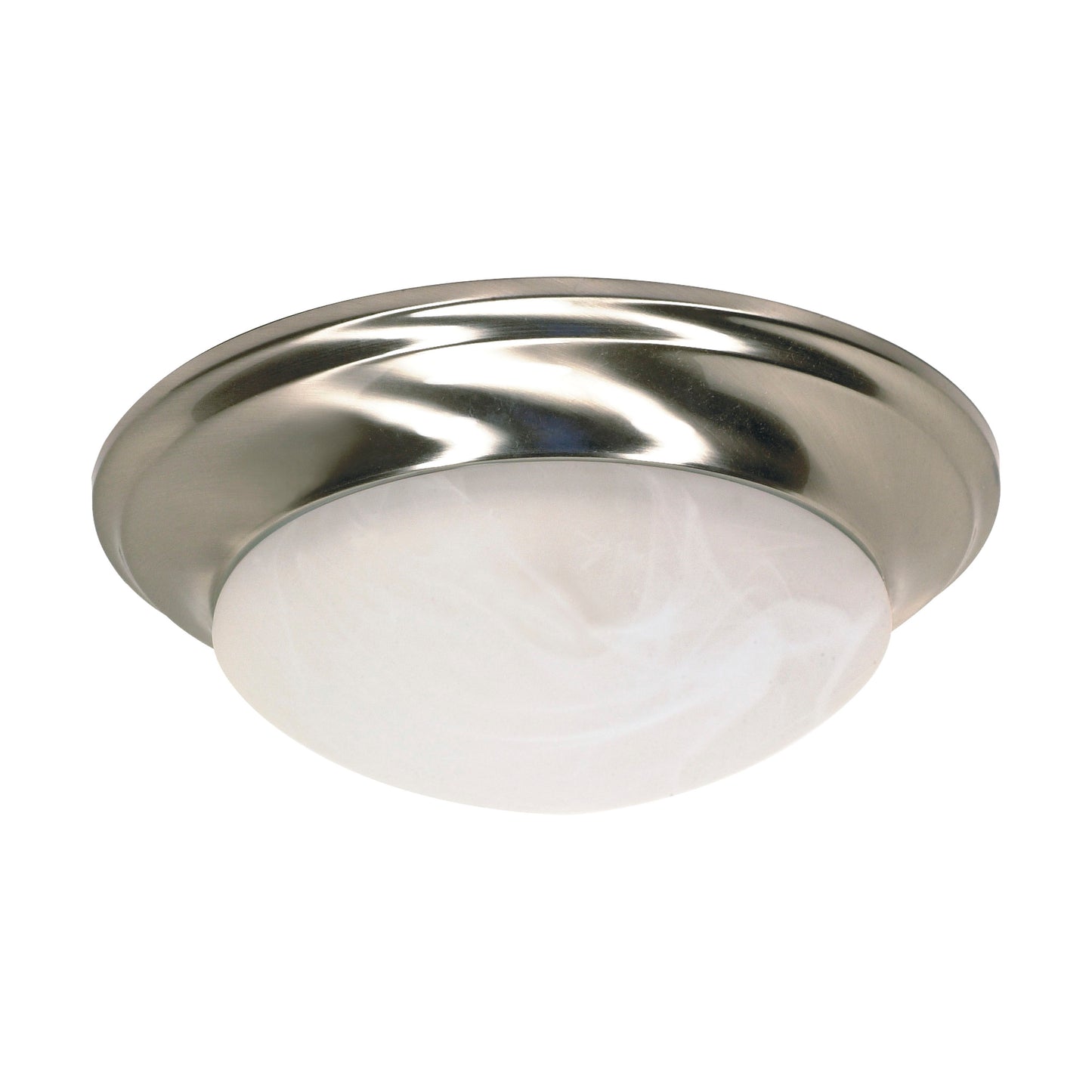 1-Light Twist & Lock Dome Small Flush Mount - Brushed Nickel Finish - Alabaster Glass