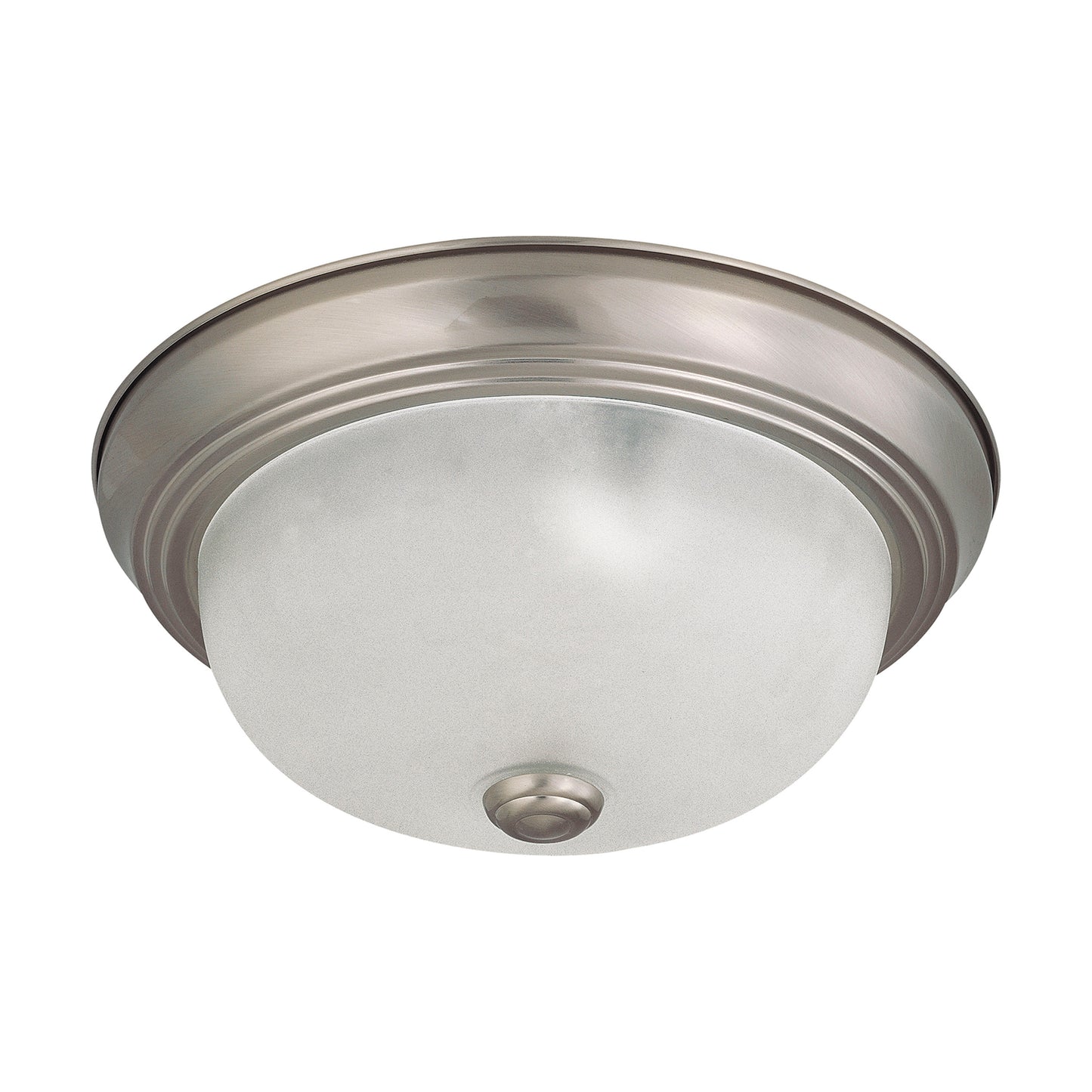 2-Light Small Flush Mount Ceiling Light - Brushed Nickel Finish - Frosted White Glass