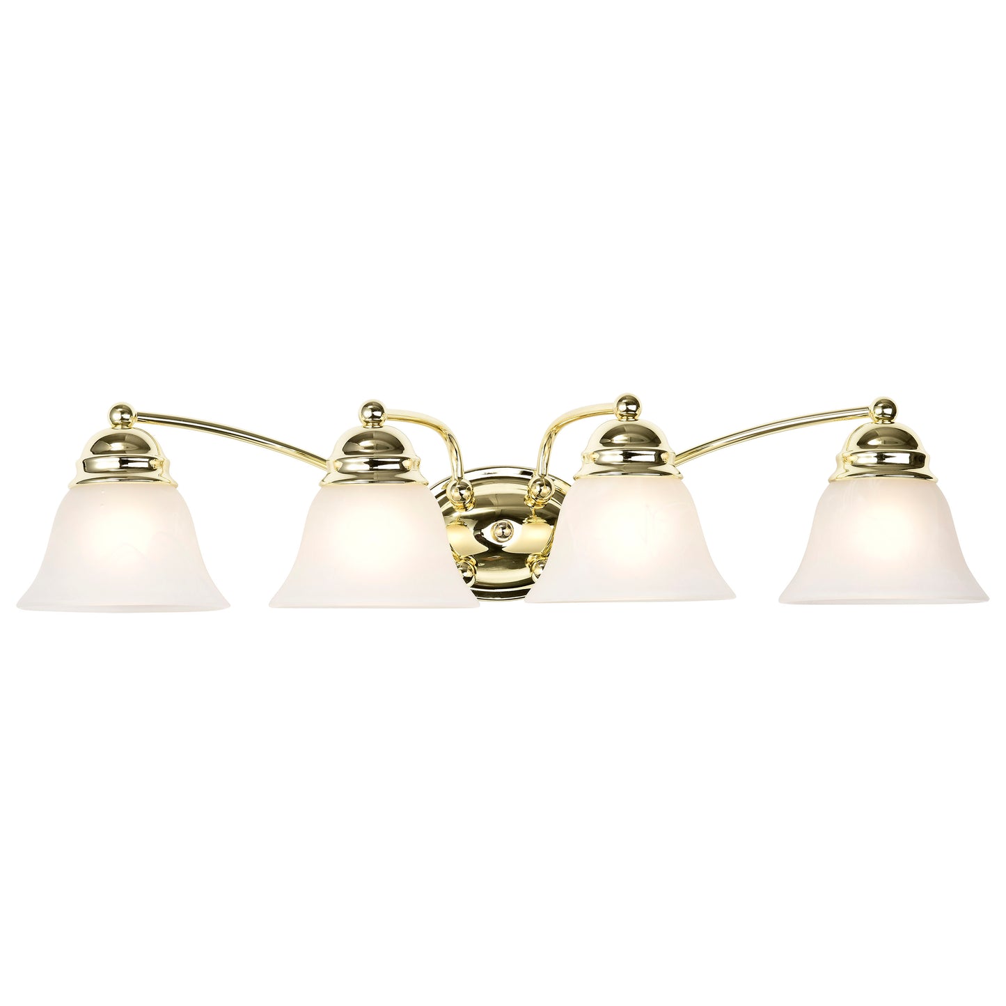 Empire - 4 Light 29" Vanity with Alabaster Glass - Polished Brass Finish