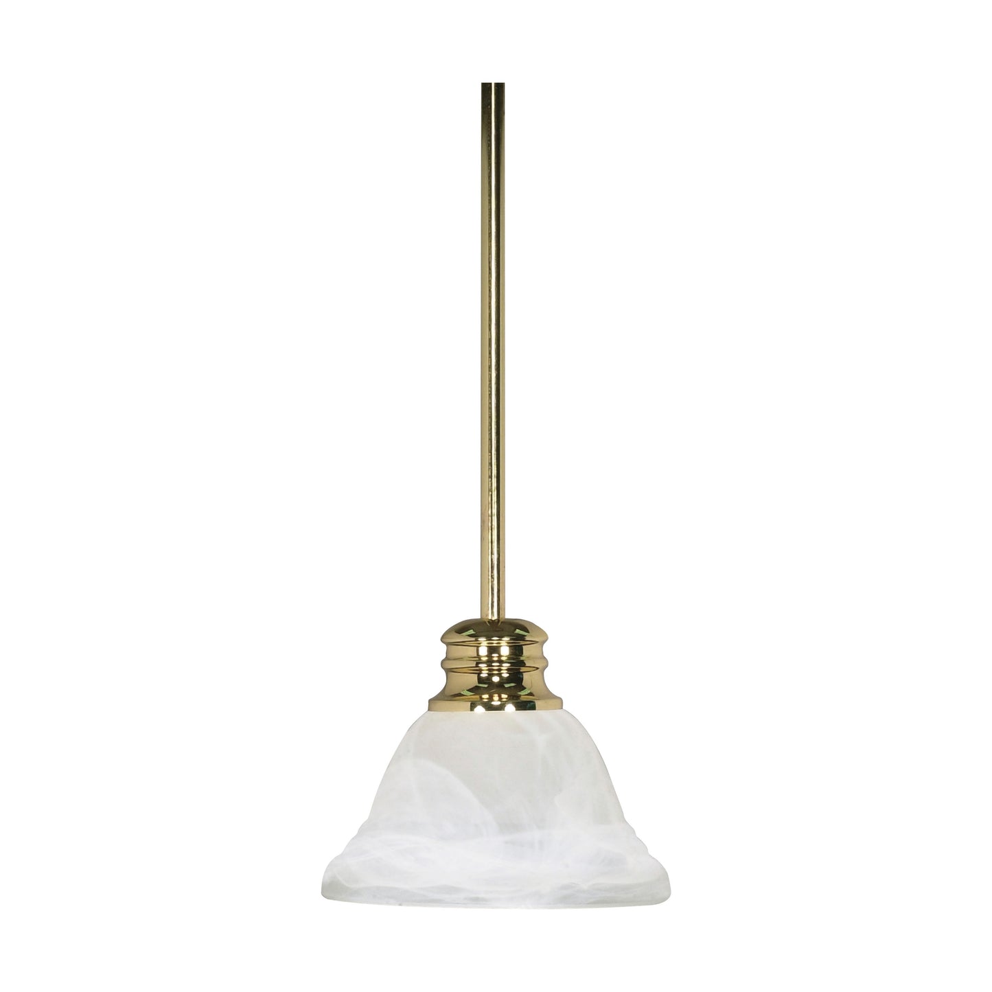 Empire - 1 Light 7" Mini Pendant with Alabaster Glass - Polished Brass Finish