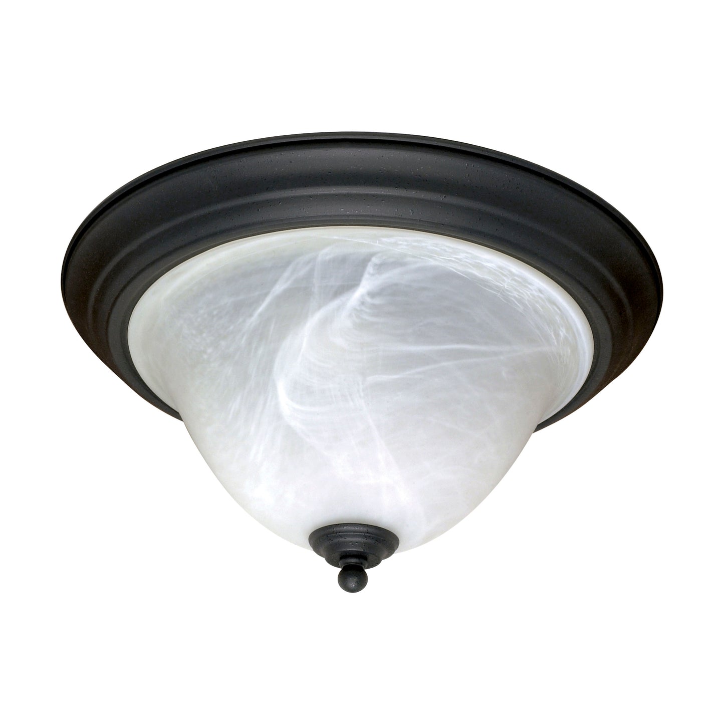 Castillo - 2 Light Flush Mount with Alabaster Swirl Glass - Textured Flat Black Finish