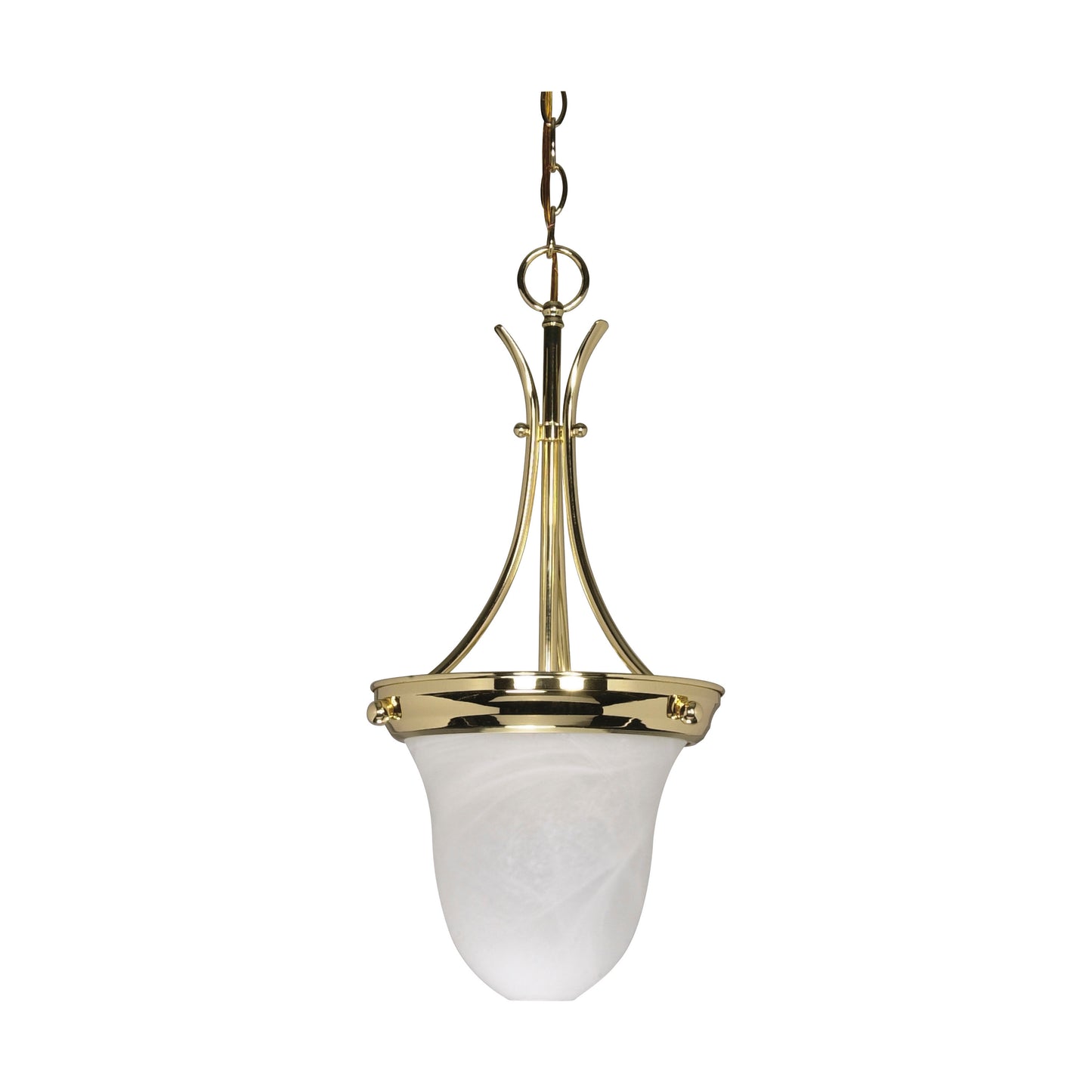 Bell - 1 Light Pendant with Polished Brass Finish - Alabaster Glass