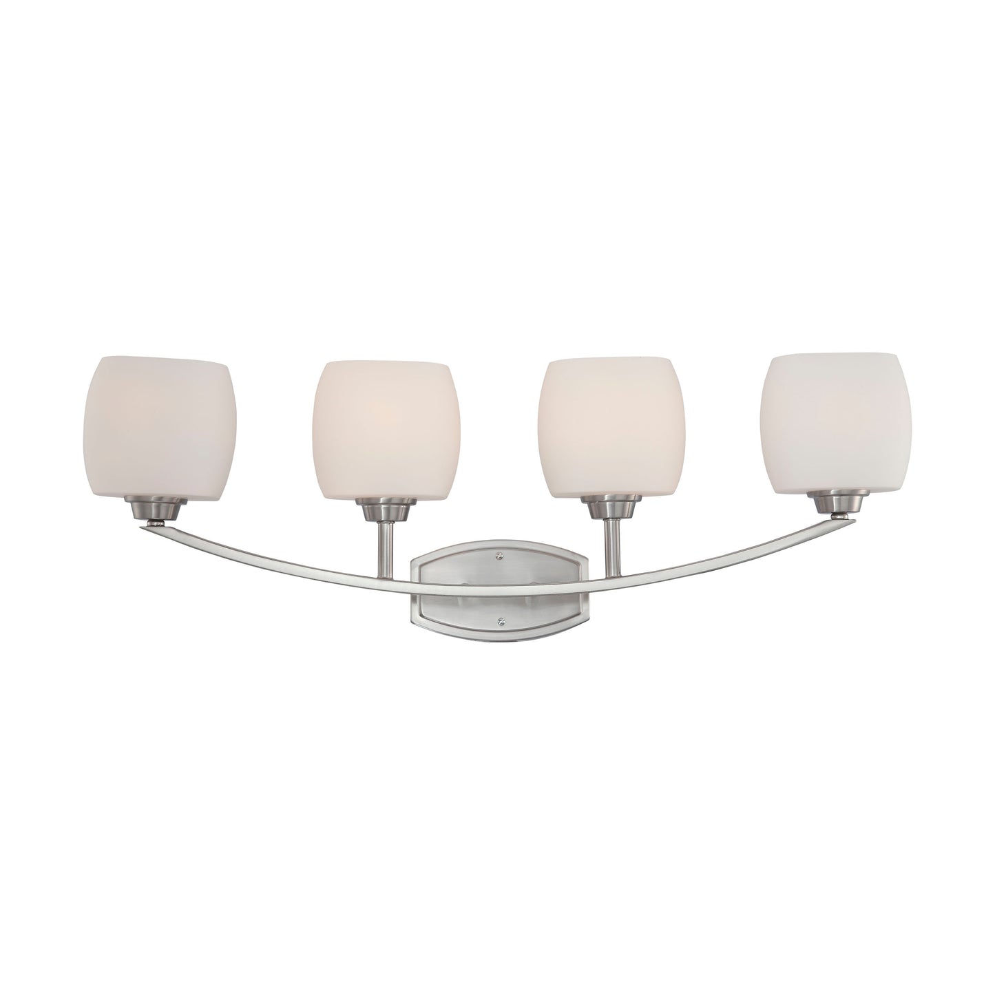 Helium - 4 Light Vanity with Satin White Glass - Brushed Nickel Finish