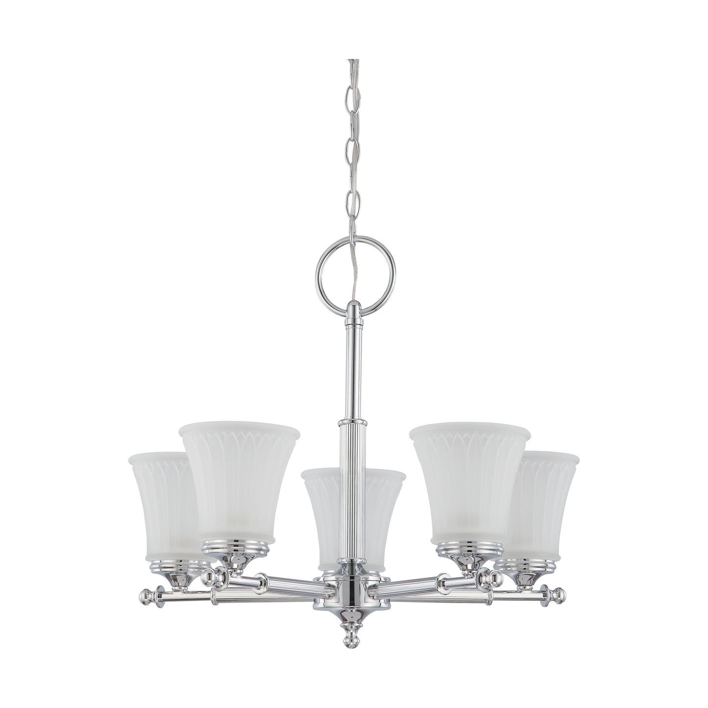 Teller - 5 Light Chandelier with Frosted Etched Glass - Polished Chrome Finish