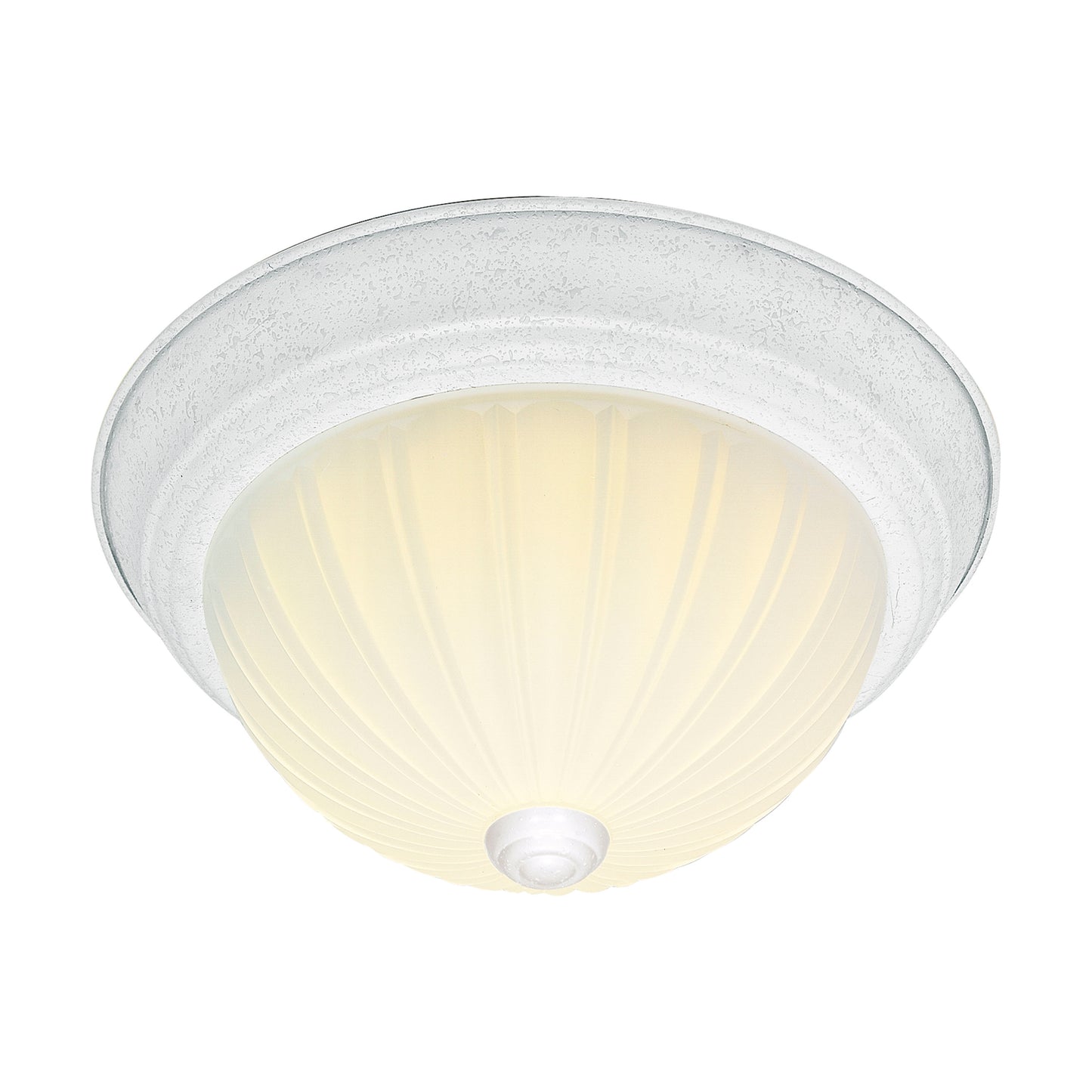 2-Light 13" Dome Flush Mount Ceiling Light - White Finish - Frosted Melon Glass