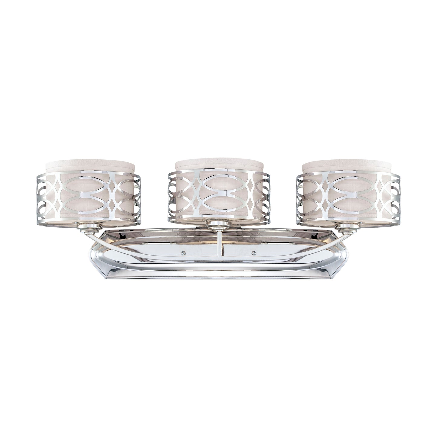 Harlow - 3 Light Vanity with Slate Gray Fabric Shades - Polished Nickel Finish