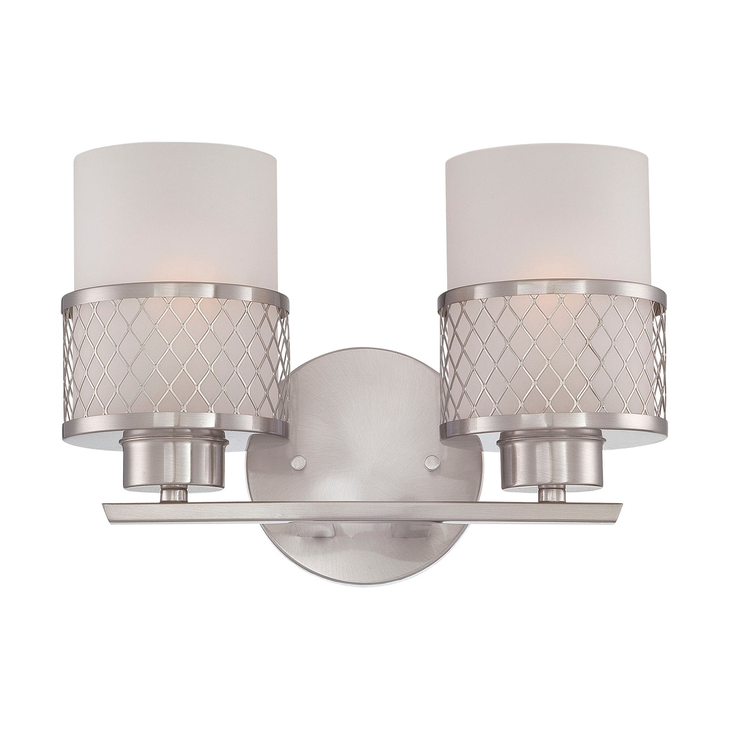 Fusion - 2 Light Vanity with Frosted Glass - Brushed Nickel Finish