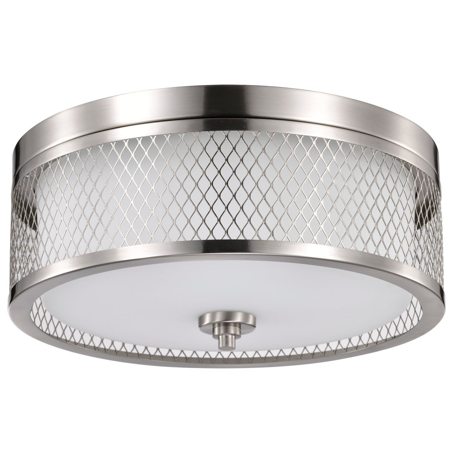 Fusion - 3 Light Flush Dome with Frosted Glass - Brushed Nickel Finish