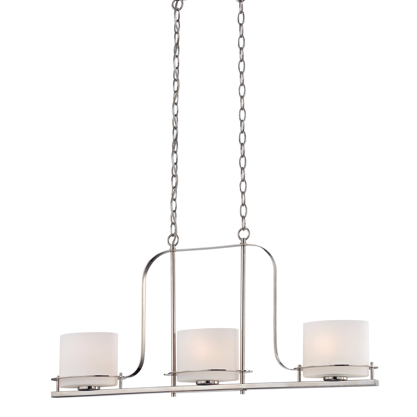 Loren - 3 Light Island Pendant with Oval Frosted Glass - Polished Nickel Finish