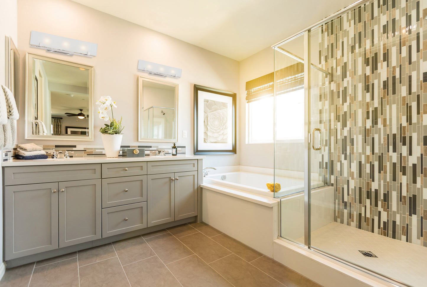 Lynne - 3 Light Halogen Vanity with Etched Frosted Glass - Polished Nickel Finish