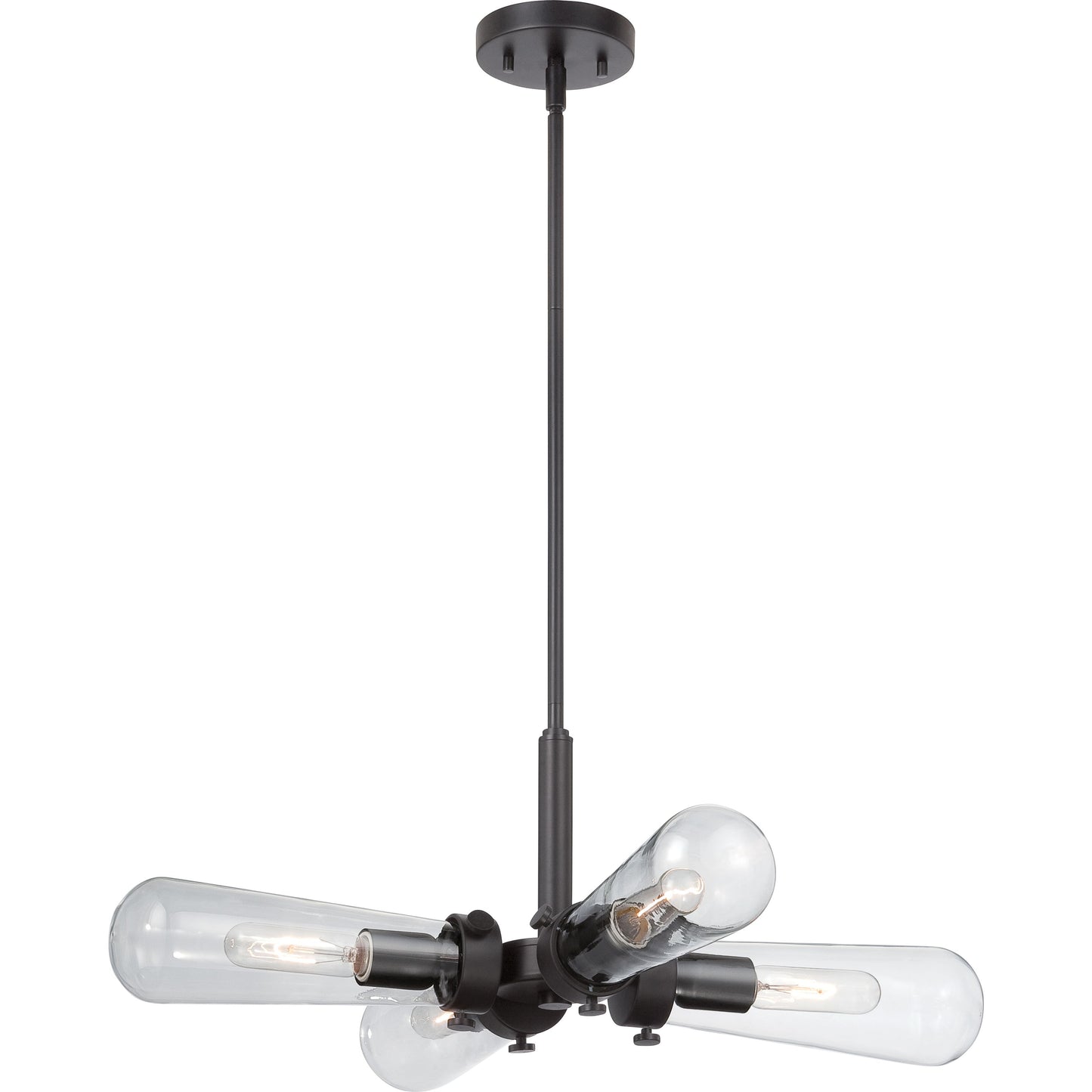 Beaker - 4 Light Hanging Fixture with Clear Glass -Aged Bronze Finish