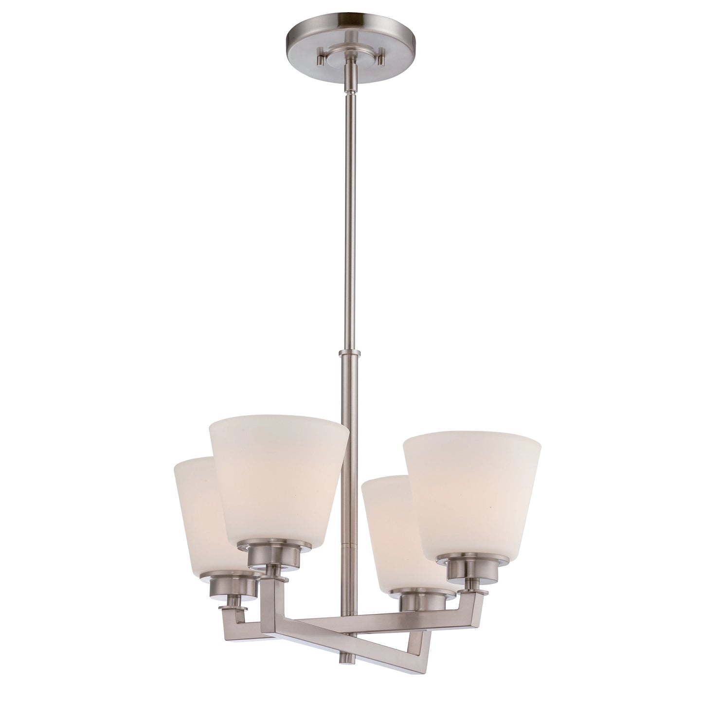 Mobili - 4 Light Chandelier with Satin White Glass - Brushed Nickel Finish