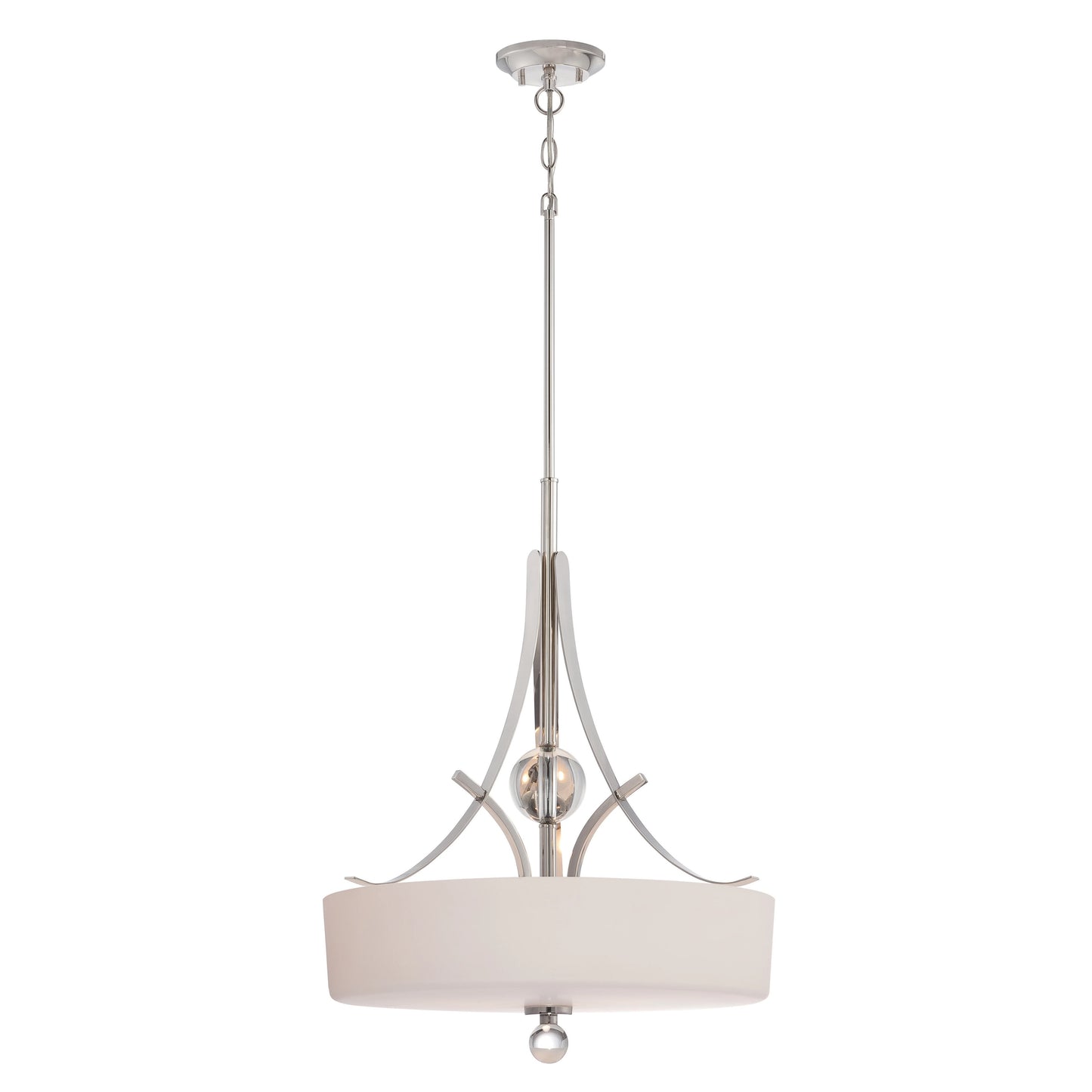 Connie - 3 Light Pendant with Satin White Glass - Polished Nickel Finish