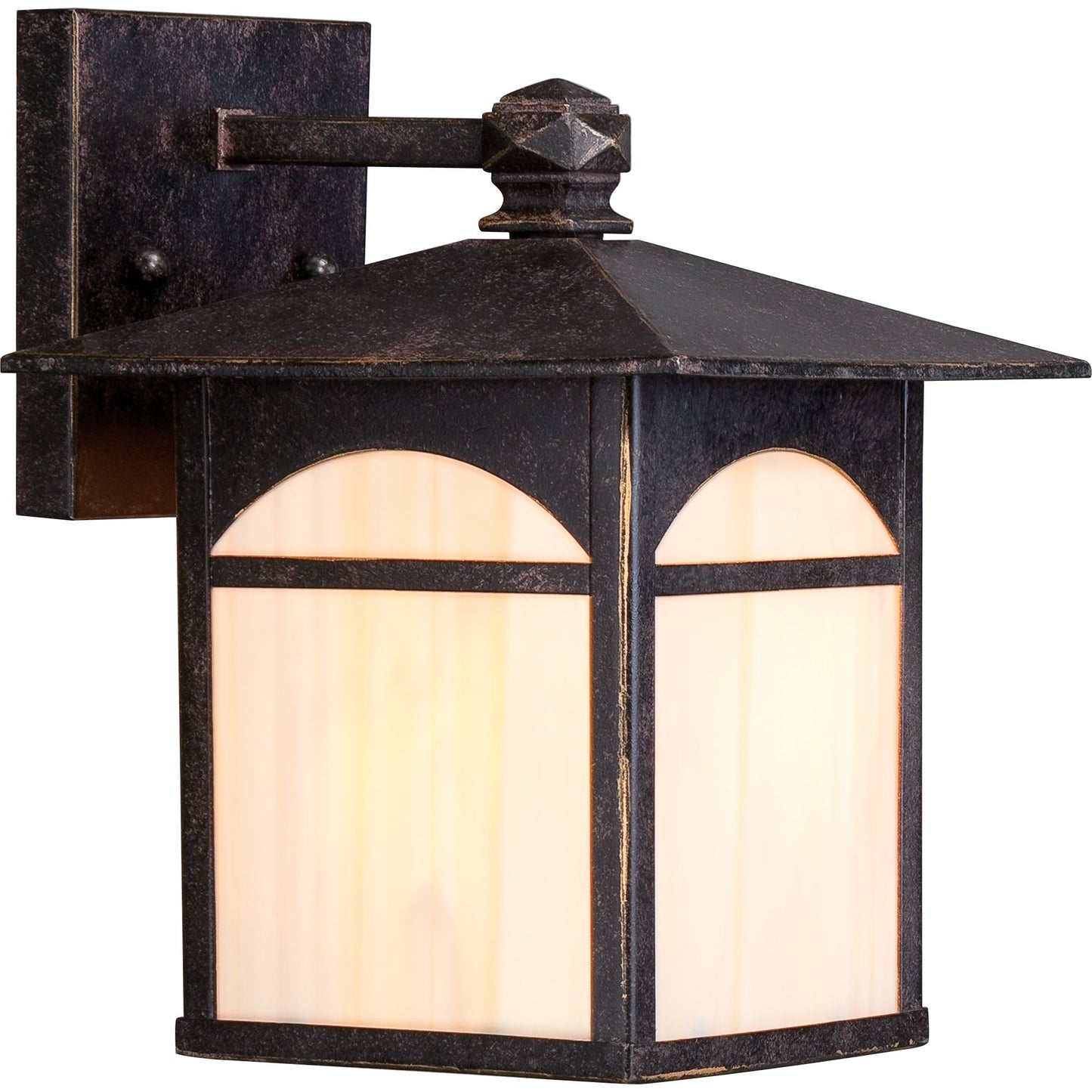 Canyon - 7" Outdoor Wall Lantern with Honey Stained Glass - Umber Bronze Finish