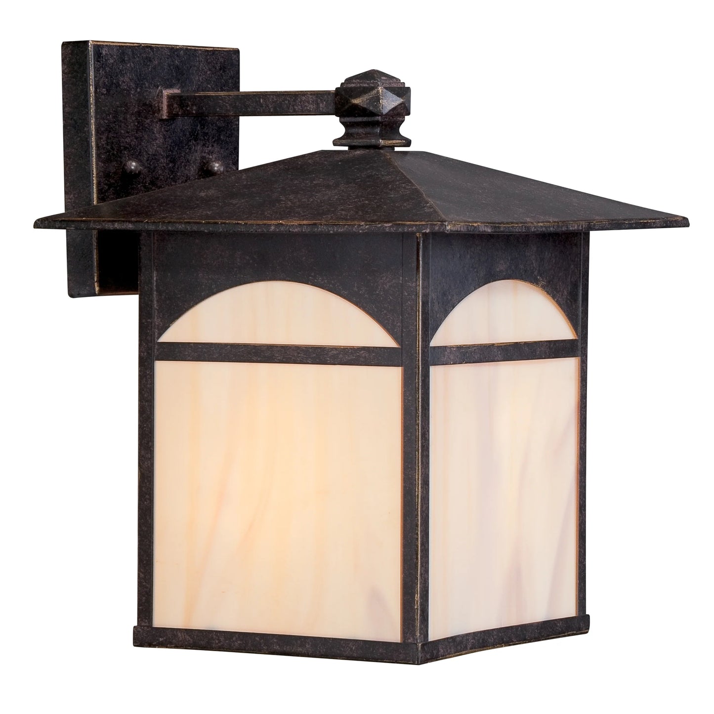 Canyon - 9" Outdoor Wall Lantern with Honey Stained Glass - Umber Bronze Finish