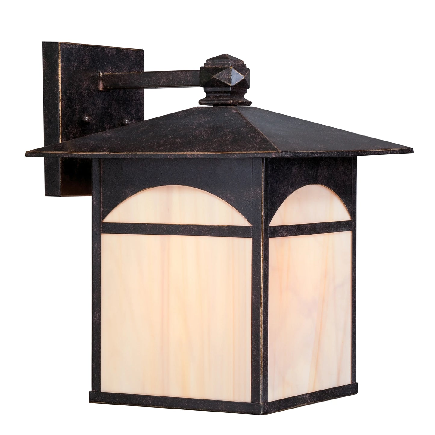 Canyon - 11" Outdoor Wall Lantern with Honey Stained Glass - Umber Bronze Finish