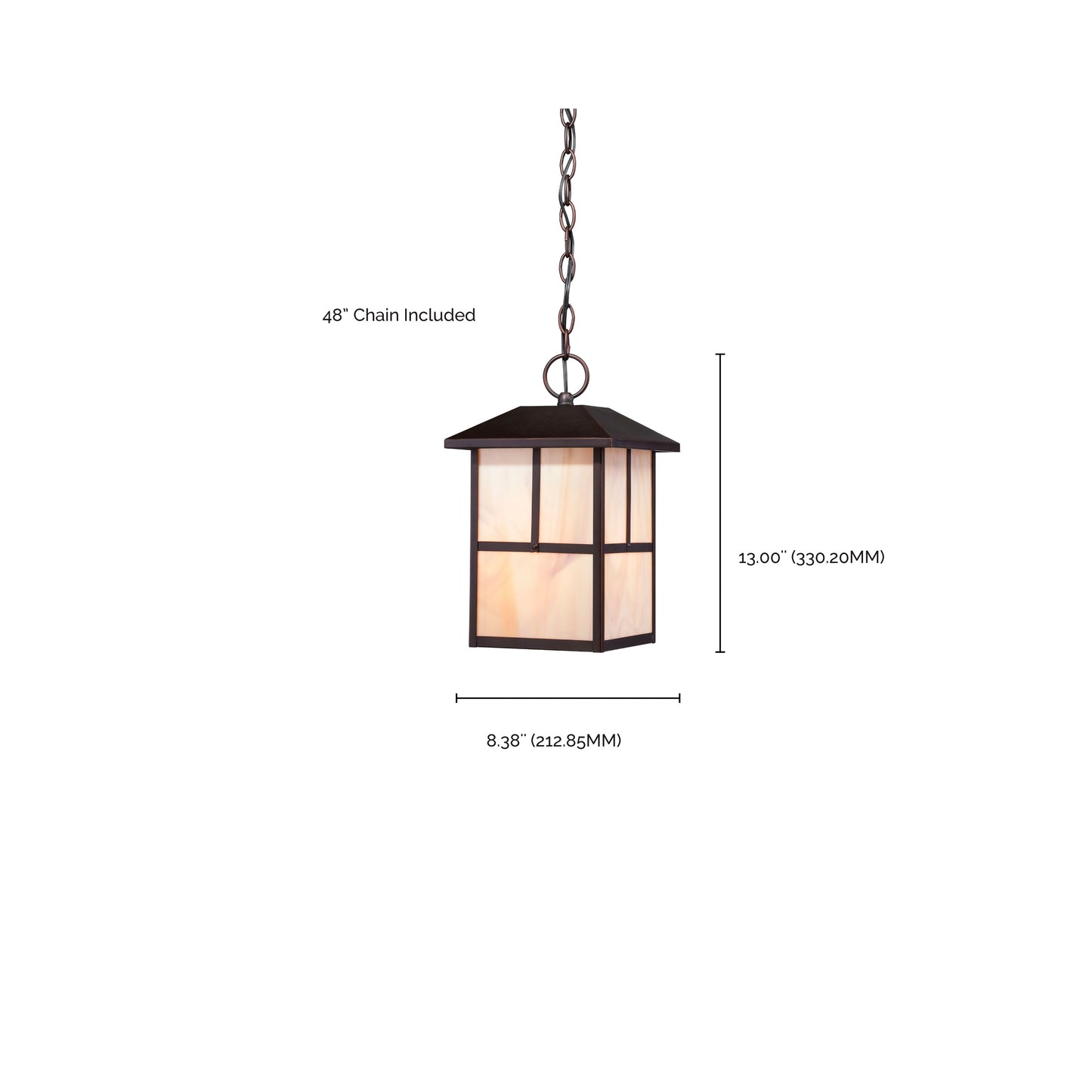 Tanner - Outdoor Hanging Fixture with Honey Stained Glass - Claret Bronze Finish