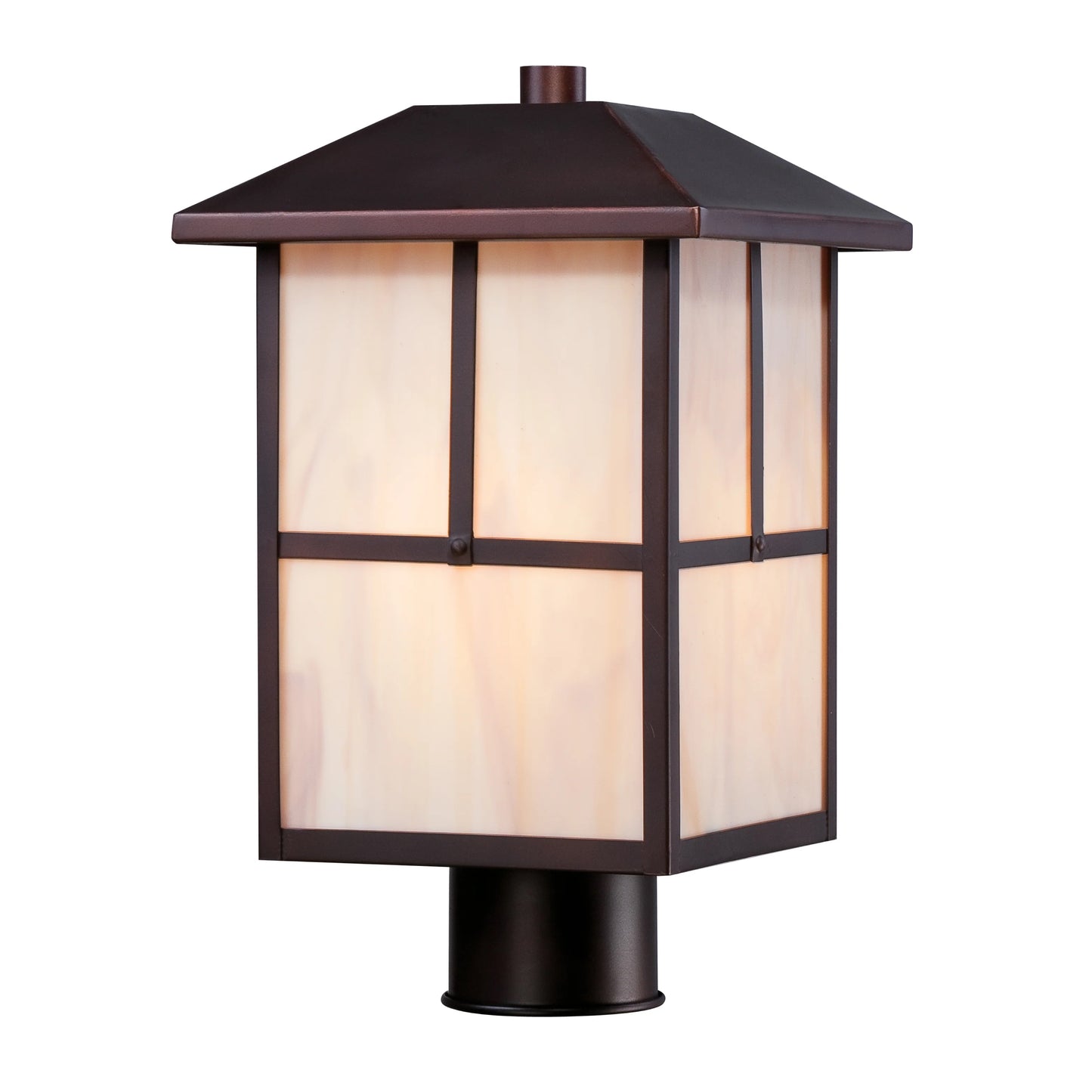 Tanner - 1 Light Post Lantern with Honey Stained Glass - Claret Bronze Finish