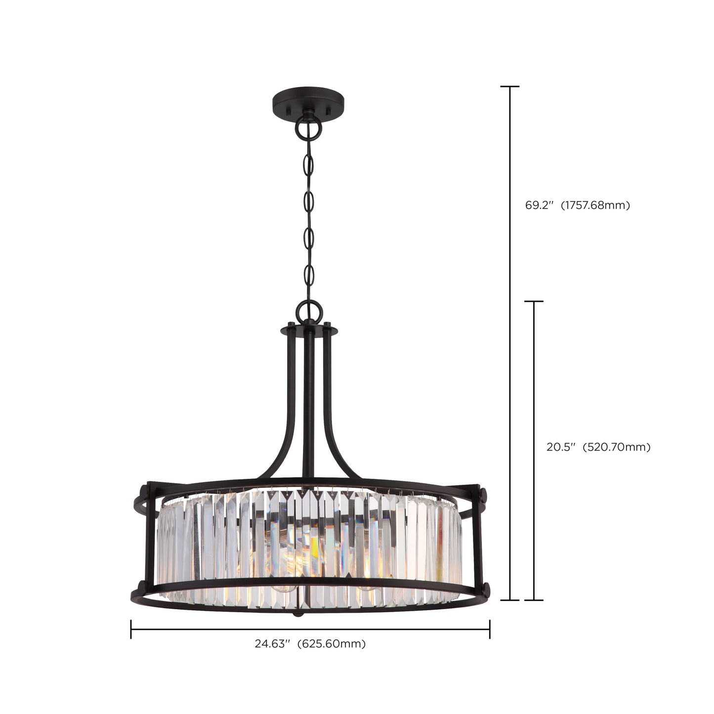Krys - 4 Light Crystal Accent Pendant - Aged Bronze Finish