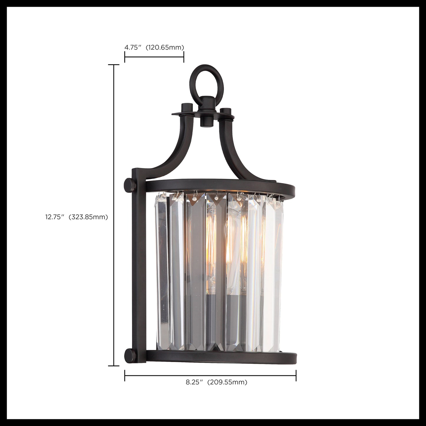 Krys - 1 Light Crystal Accent Wall Sconce - Aged Bronze Finish