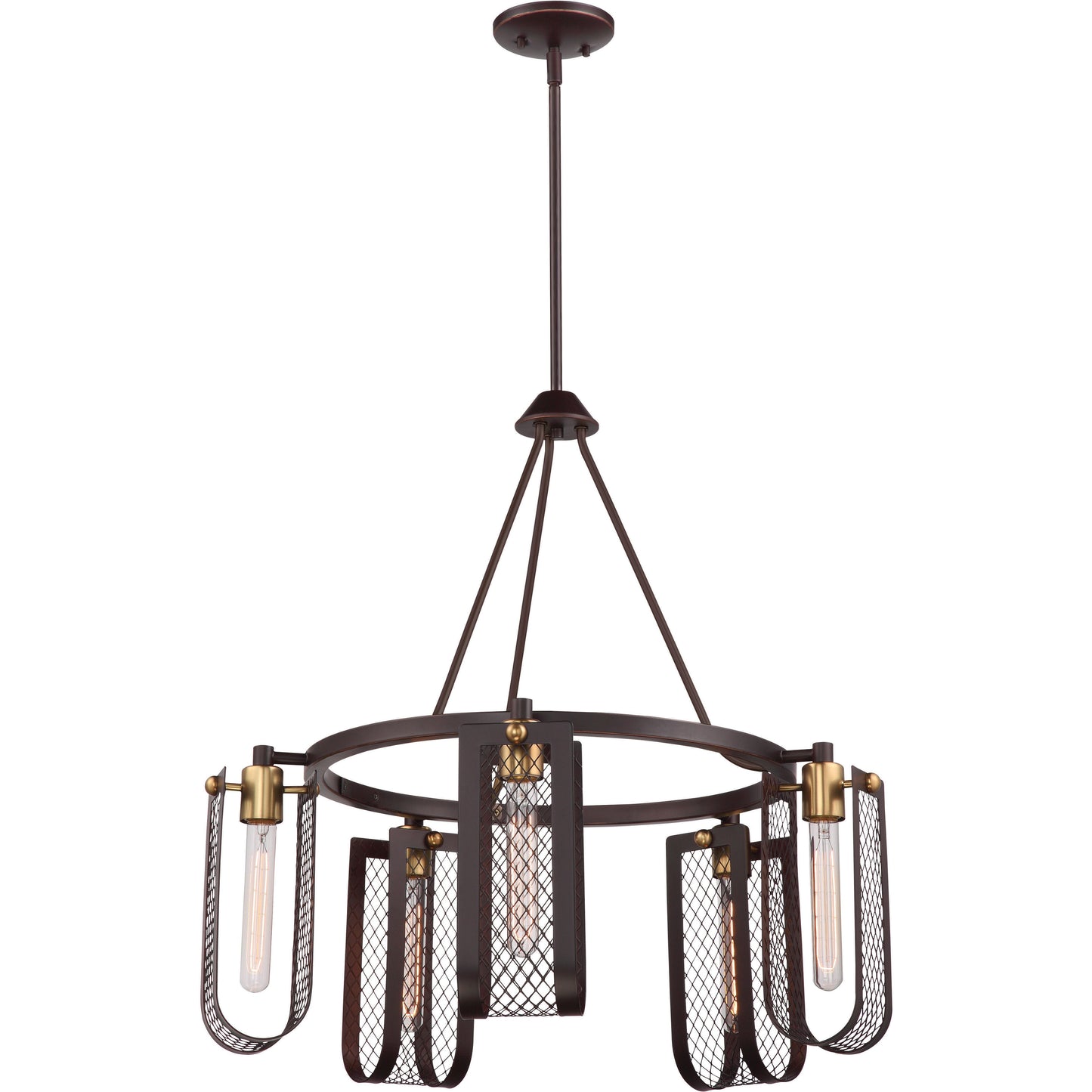 Bandit - 5 Light Hanging Fixture - Russet Bronze with Vintage Brass Accents Finish