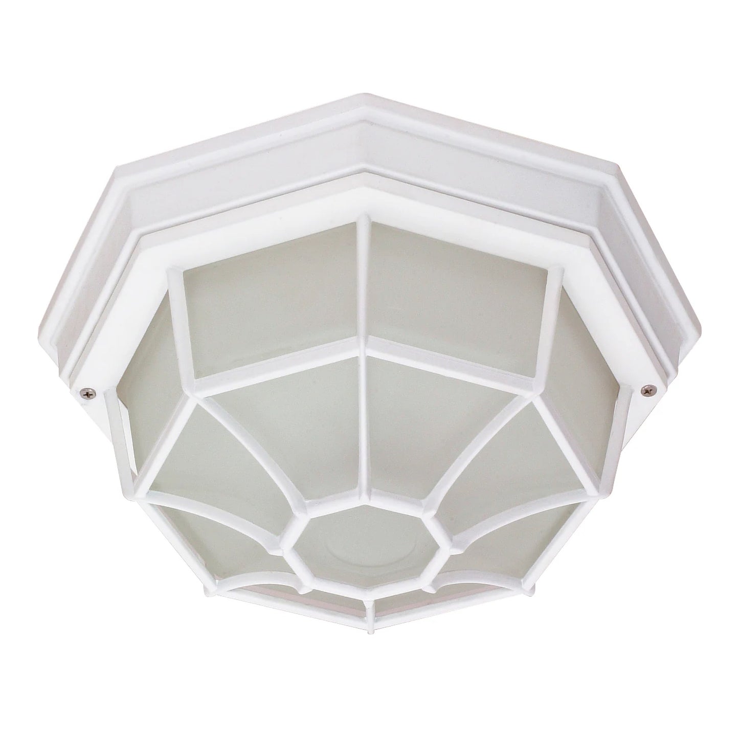 1-Light Spider Cage Ceiling Light Fixture - White Finish - Glass Lens