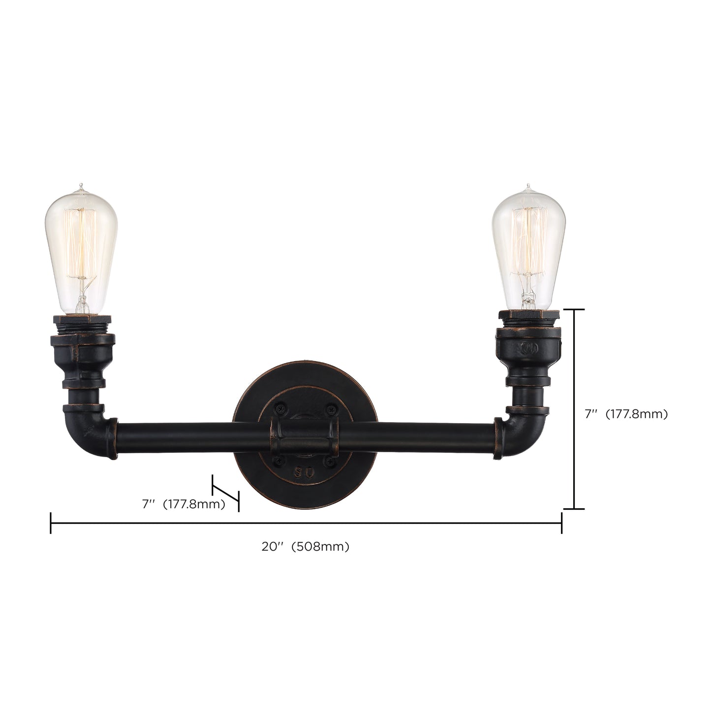Iron - 2 Light Vanity - Industrial Bronze Finish