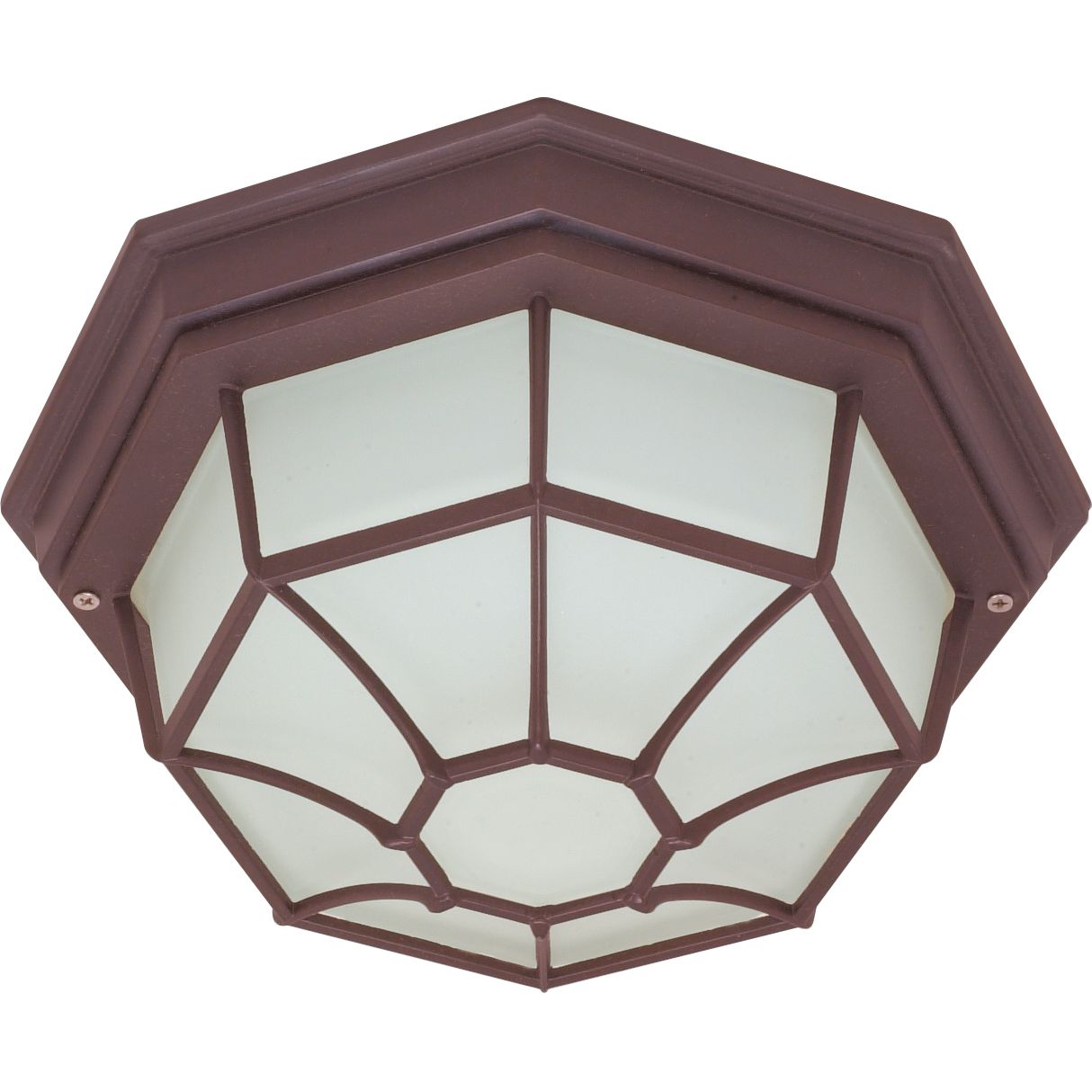 1-Light Spider Cage Ceiling Light Fixture - Old Bronze Finish - Glass Lens
