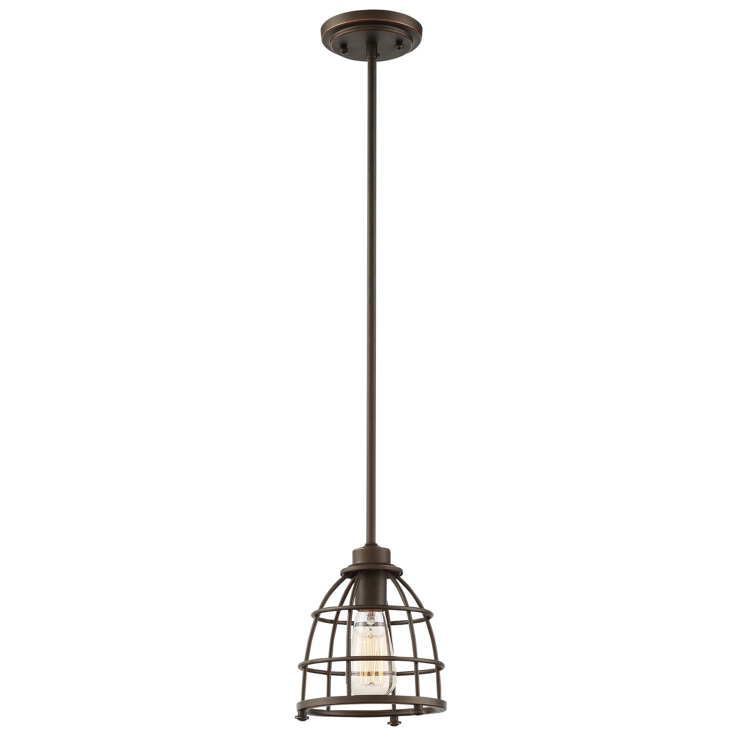 Maxx - 1 Light Small Caged Pendant with - Mahogany Bronze Finish