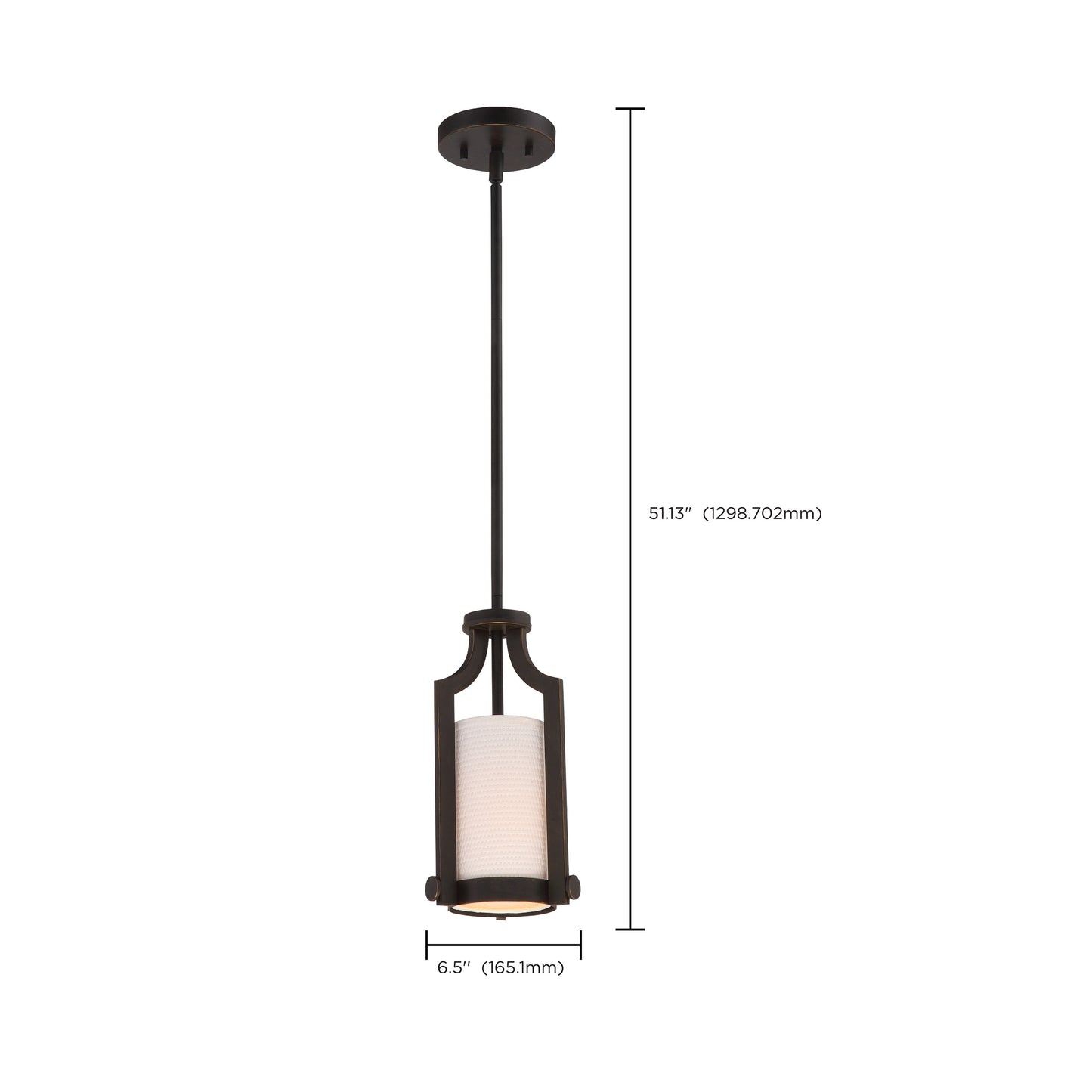 Meadow - 1 Light Mini Pendant with White Fabric Shade - Russet Bronze Finish