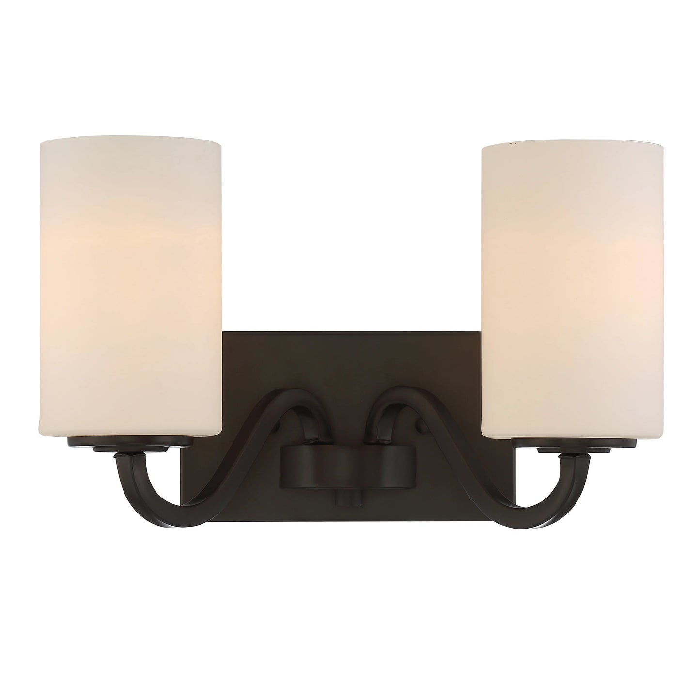 Willow - 2 Light Vanity with White Glass - Aged Bronze Finish