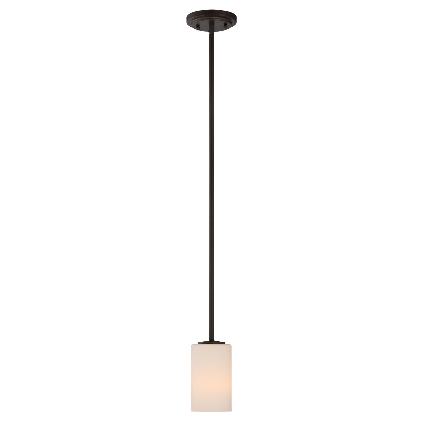 Willow - 1 Light Mini Pendant with White Glass - Aged Bronze Finish