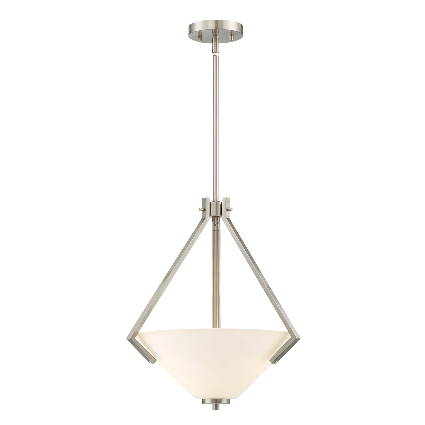 Nome - 2 Light Pendant with Satin White Glass - Brushed Nickel Finish