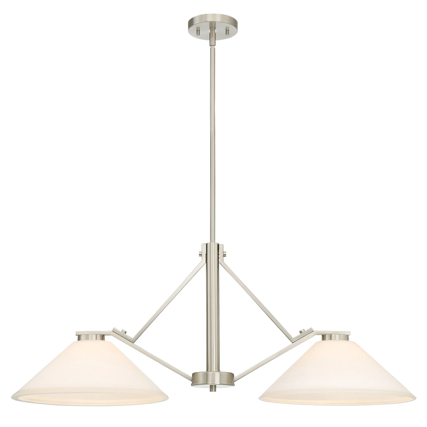 Nome - 2 Light Island Pendant with Satin White Glass - Brushed Nickel Finish