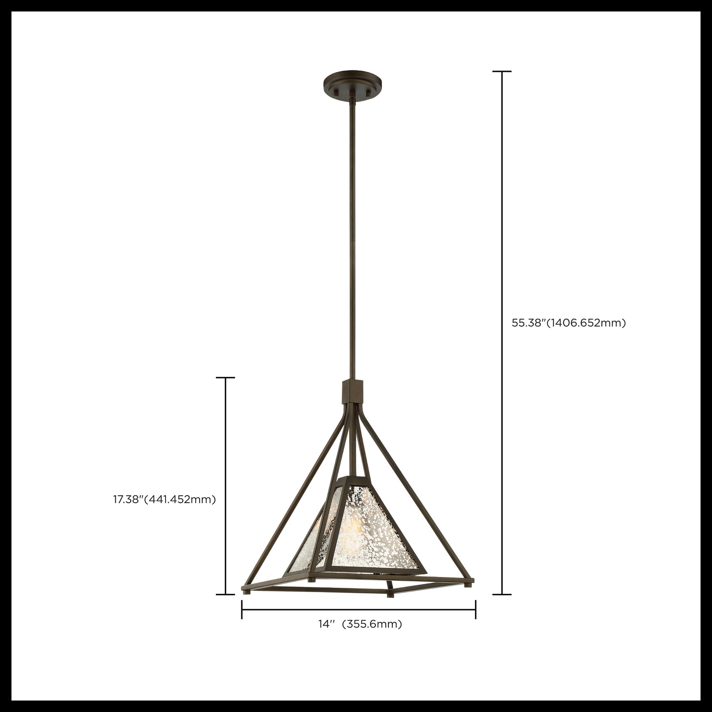 Mystic - 1 Light Medium Pendant with Antique Mirror Glass - Forest Bronze Finish