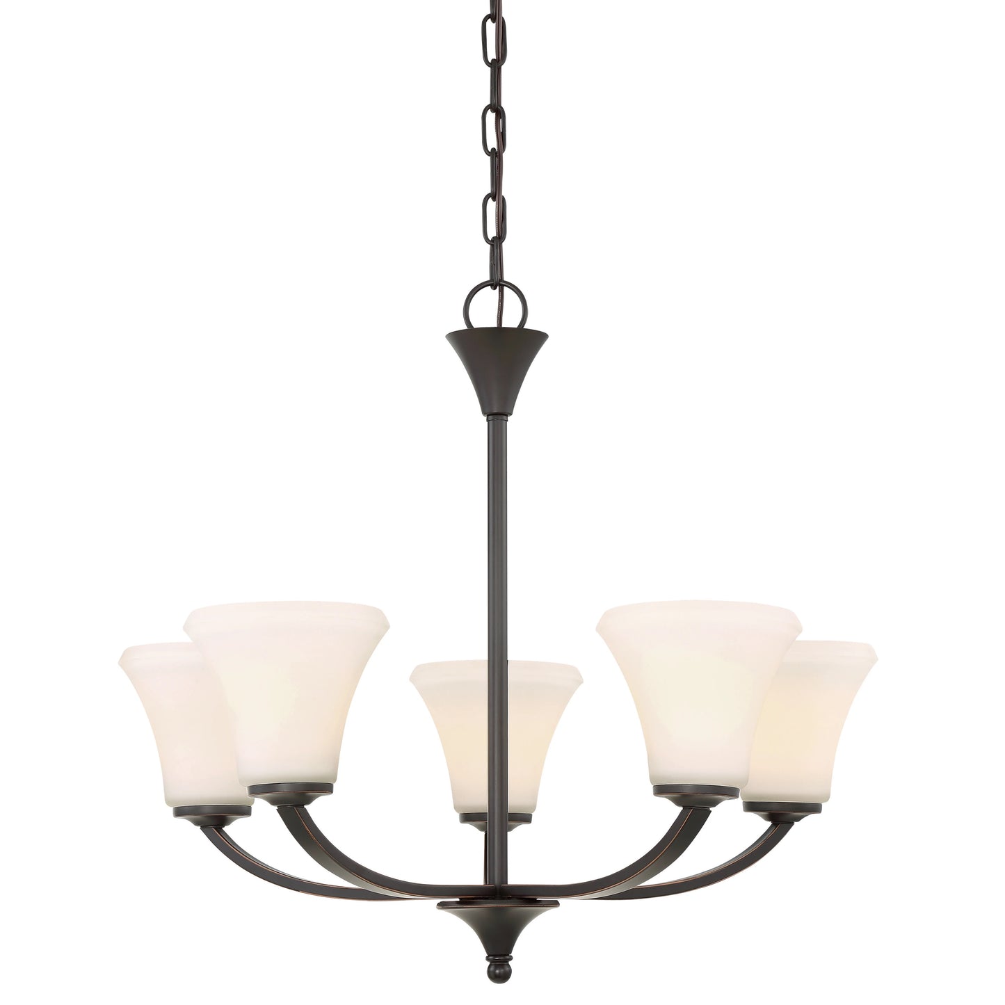 Fawn - 5 Light Chandelier with Satin White Glass - Mahogany Bronze Finish