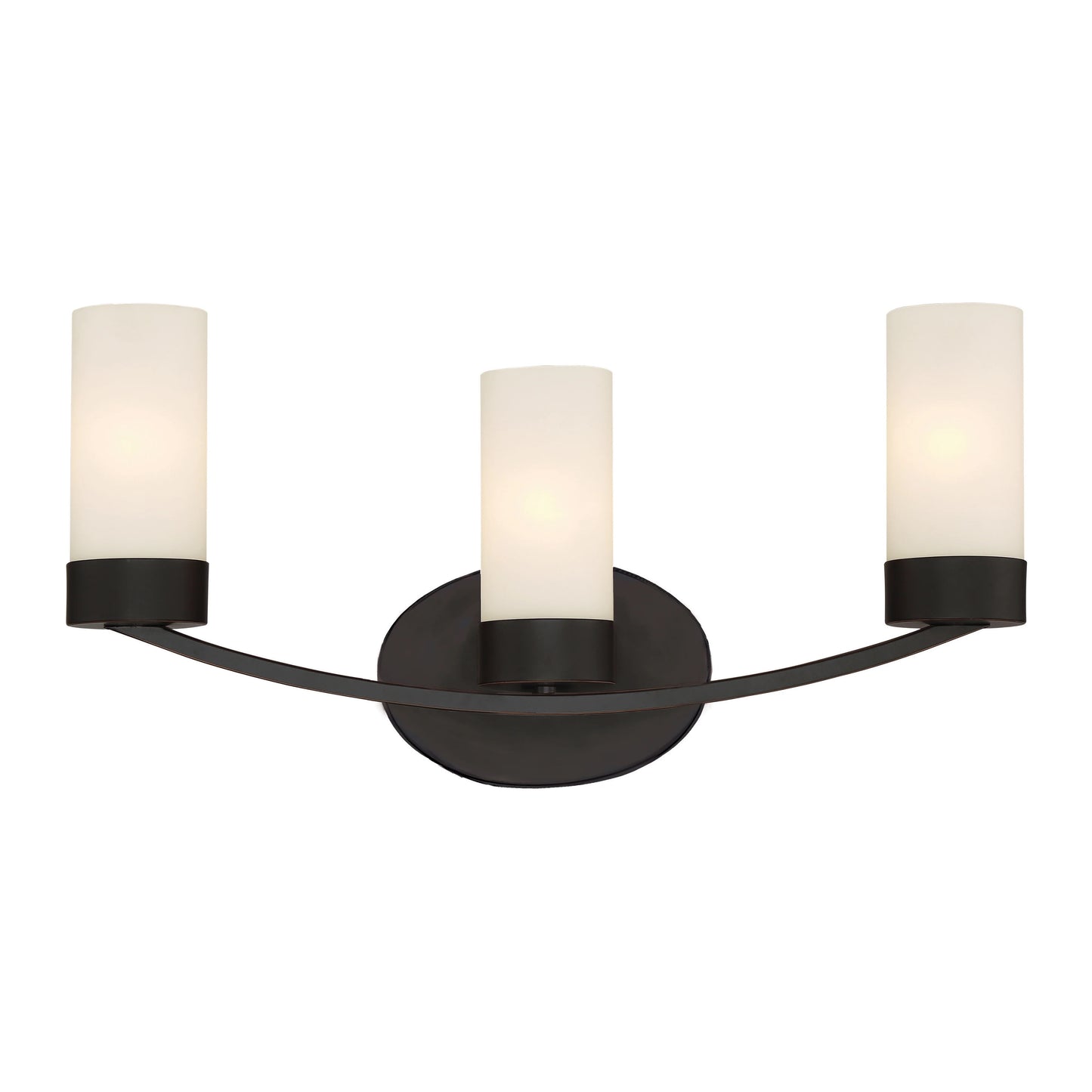 Denver - 3 Light Vanity with Satin White Glass - Mahogany Bronze Finish