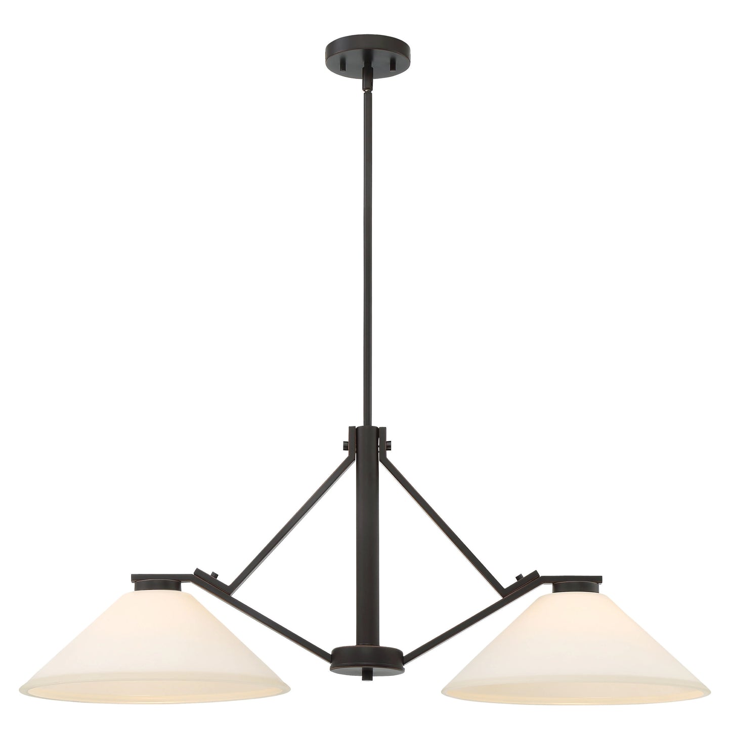 Nome - 2 Light Island Pendant with Satin White Glass - Mahogany Bronze Finish